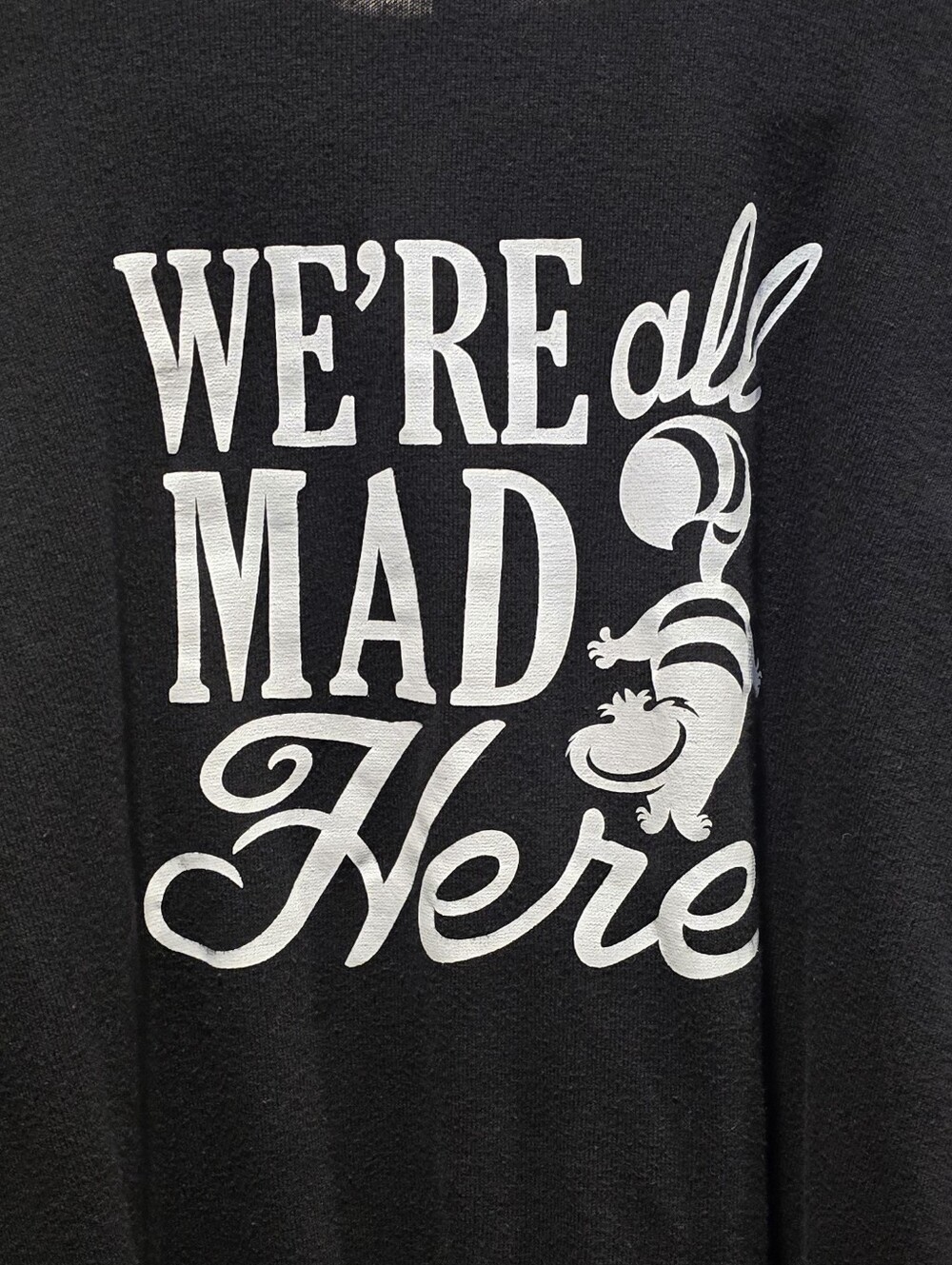 Disney Black Cardigan with White 'We're All Mad Here' Graphic & Peter Pan Collar